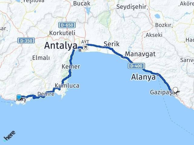 Belenli Gazipaşa Alanya Havalimanı Arası Kaç Km - Yol Tarifi