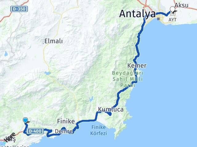 Belkonak Antalya Havalimanı Arası Kaç Km - Yol Tarifi