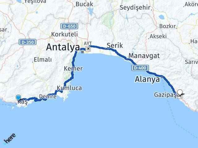 Çukurbağ Gazipaşa Alanya Havalimanı Arası Kaç Km - Yol Tarifi