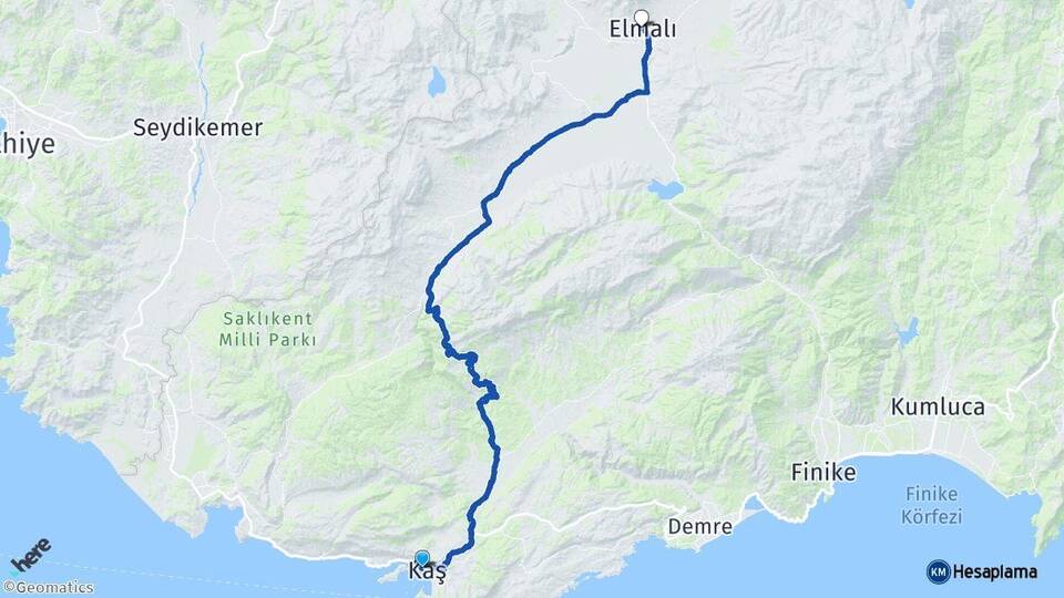 Antalya Kaş Elmalı Arası Kaç Km - Yol Haritası