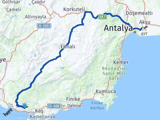 Gökçeören Antalya Havalimanı Arası Kaç Km - Yol Tarifi