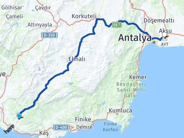 İkizce Antalya Havalimanı Arası Kaç Km - Yol Tarifi
