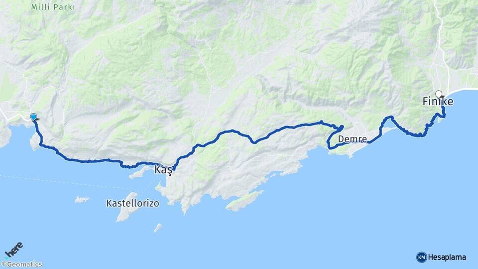 Antalya Kaş Kalkan Finike Arası Kaç Km - Yol Haritası