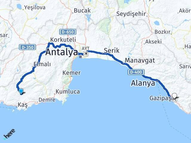 Kemer Gazipaşa Alanya Havalimanı Arası Kaç Km - Yol Tarifi