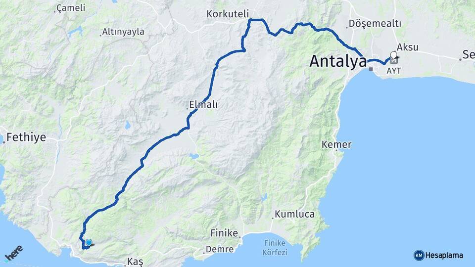 Sarıbelen Antalya Havalimanı Arası Kaç Km - Yol Tarifi