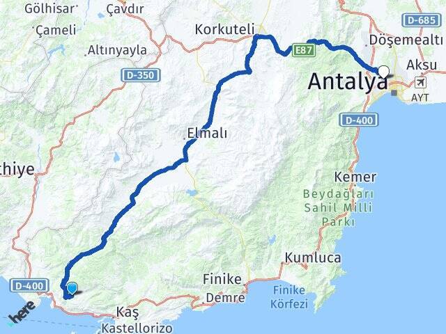Sarıbelen Antalya Otogarı Arası Kaç Km - Yol Tarifi