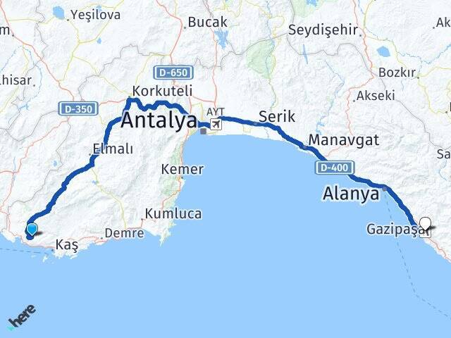 Sarıbelen Gazipaşa Alanya Havalimanı Arası Kaç Km - Yol Tarifi
