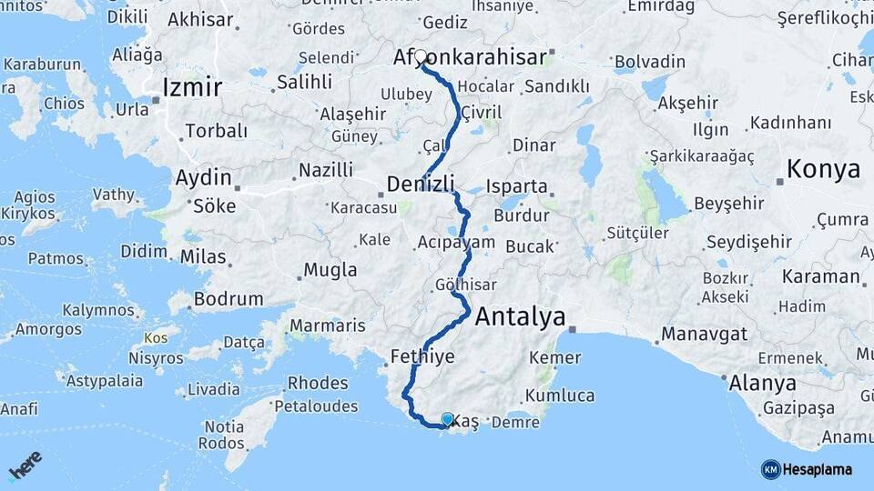 Antalya Kaş Uşak Arası Kaç Km - Yol Haritası