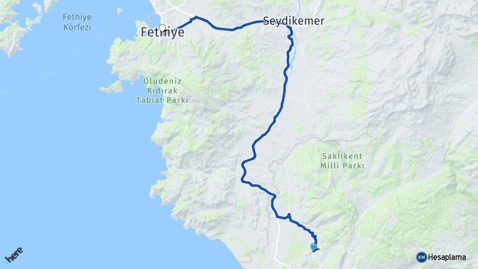 Antalya Kaş Üzümlü Fethiye Muğla Arası Kaç Km - Yol Haritası