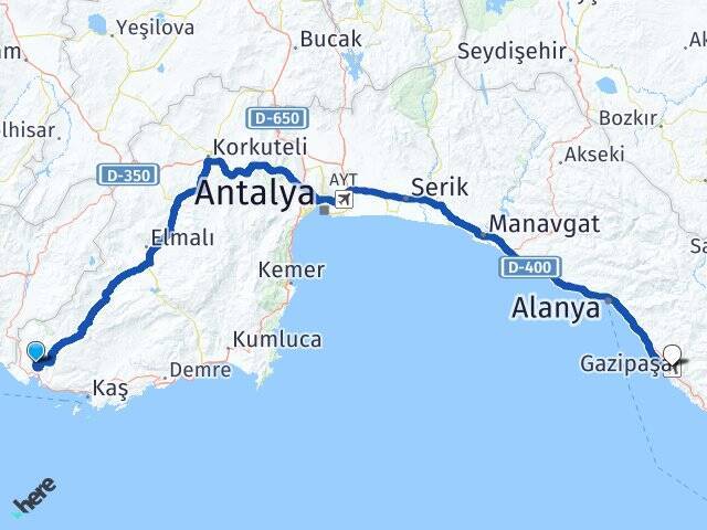 Üzümlü Gazipaşa Alanya Havalimanı Arası Kaç Km - Yol Tarifi
