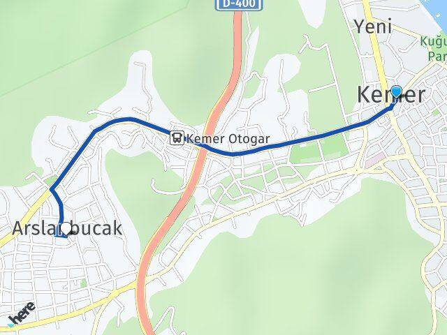 Antalya Kemer Arslanbucak Kemer Arası Kaç Km - Yol Haritası