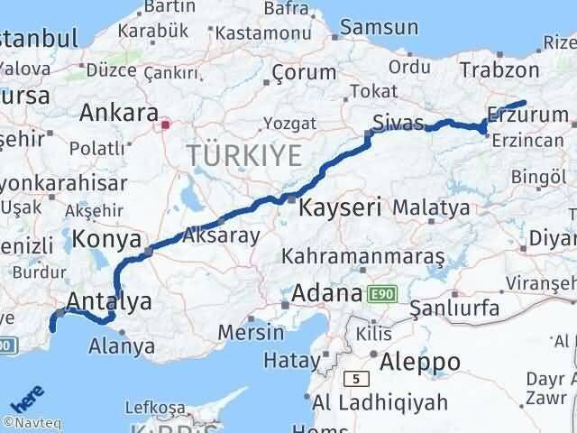 Antalya Kemer Bayburt Arası Kaç Km - Yol Haritası