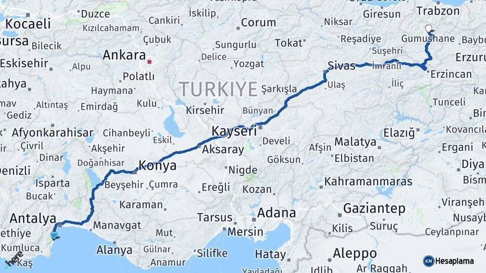 Kemer Gümüşhane Arası Kaç Km - Yol Tarifi