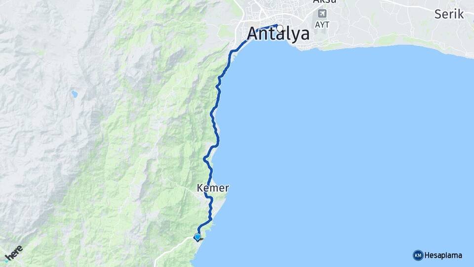 Antalya Kemer Tekirova Arası Kaç Km - Yol Haritası