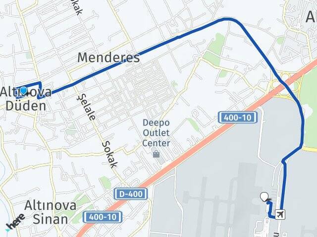 Altınova Düden Antalya Havalimanı Arası Kaç Km - Yol Tarifi