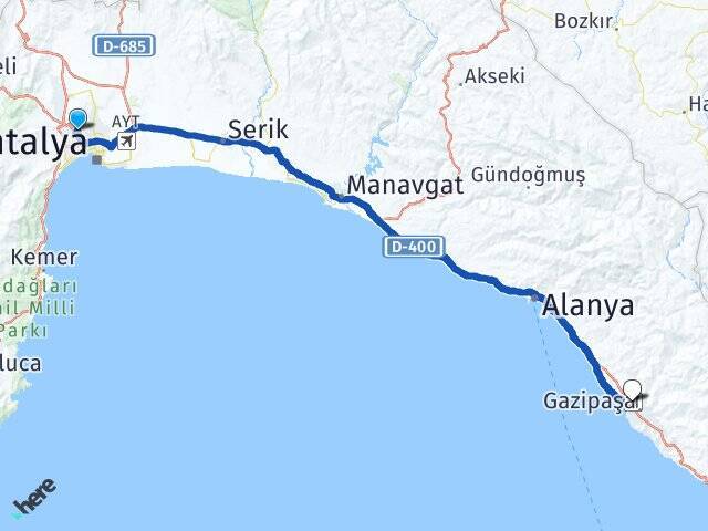 Çamlıbel Gazipaşa Alanya Havalimanı Arası Kaç Km - Yol Tarifi