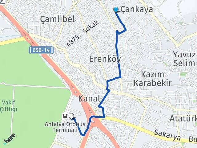 Çankaya Antalya Otogarı Arası Kaç Km - Yol Tarifi