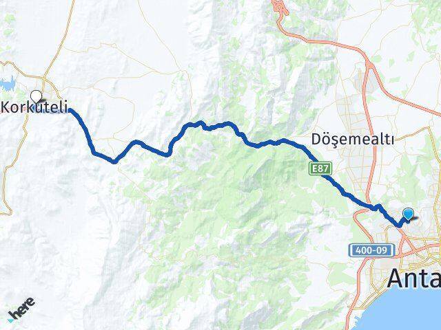 Çankaya Korkuteli Arası Kaç Km - Yol Tarifi