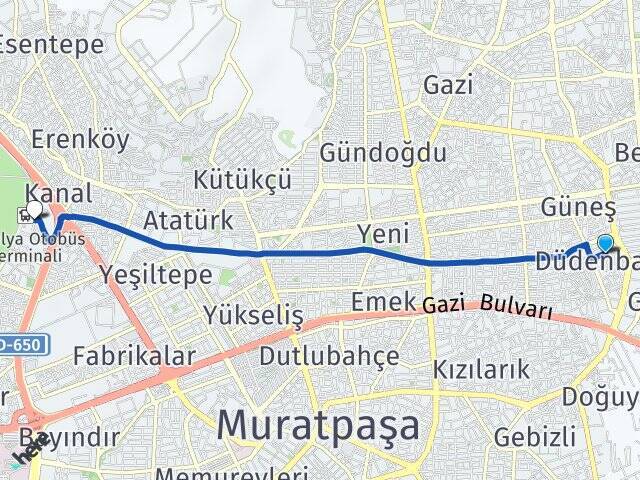Düdenbaşı Antalya Otogarı Arası Kaç Km - Yol Tarifi