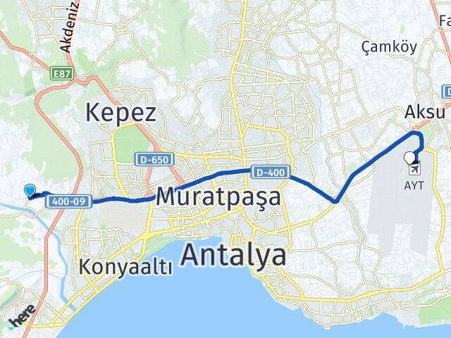 Duraliler Antalya Havalimanı Arası Kaç Km - Yol Tarifi