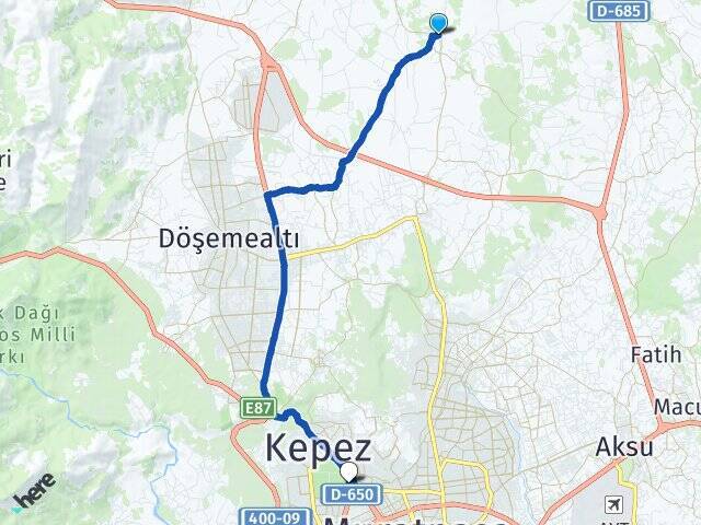 Kızıllı Antalya Otogarı Arası Kaç Km - Yol Tarifi
