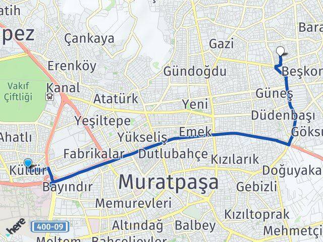 Antalya Kepez Kültür Hüsnü Karakaş Kepez Arası Kaç Km - Yol Haritası