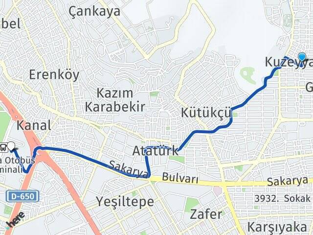 Kuzeyyaka Antalya Otogarı Arası Kaç Km - Yol Tarifi