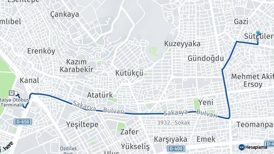 Sütçüler Antalya Otogarı Arası Kaç Km - Yol Tarifi