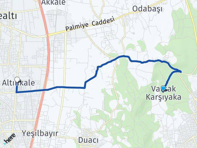 Varsak Karşıyaka Altınkale Arası Kaç Km - Yol Tarifi
