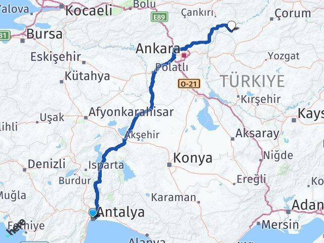 Antalya Kızılırmak Arası Kaç Km - Yol Tarifi