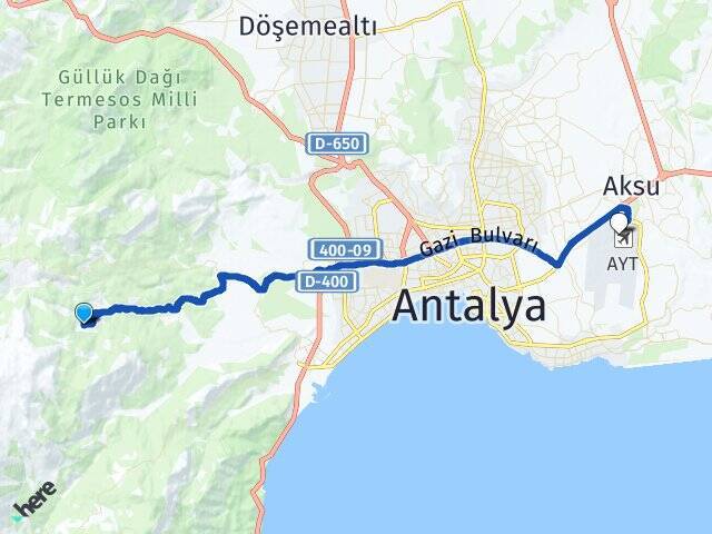 Çağlarca Antalya Havalimanı Arası Kaç Km - Yol Tarifi