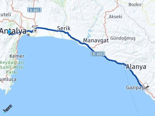 Geyikbayırı Gazipaşa Alanya Havalimanı Arası Kaç Km - Yol Tarifi