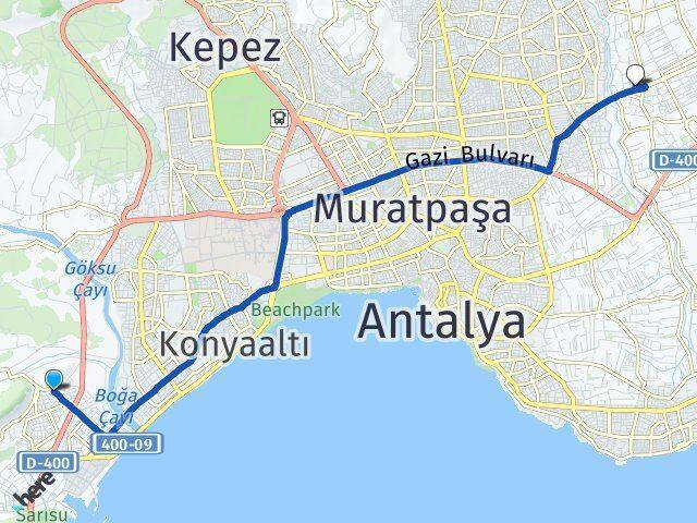Hurma Altınova Düden Arası Kaç Km - Yol Tarifi