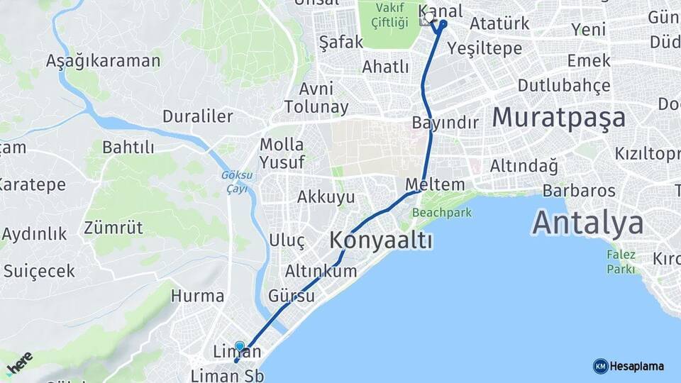Liman Antalya Otogarı Arası Kaç Km - Yol Tarifi