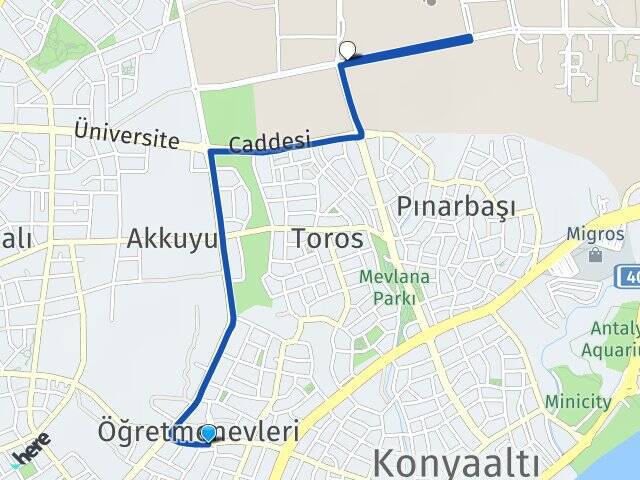 Öğretmenevleri Akdeniz Üniversitesi Arası Kaç Km - Yol Tarifi