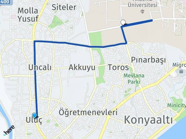 Uluç Akdeniz Üniversitesi Arası Kaç Km - Yol Tarifi