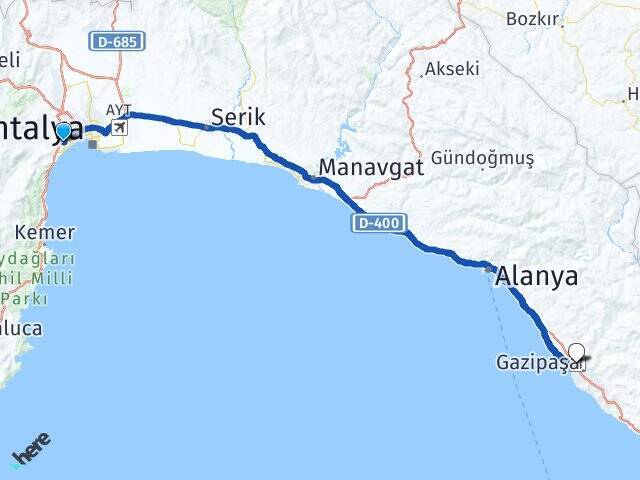 Uluç Gazipaşa Alanya Havalimanı Arası Kaç Km - Yol Tarifi