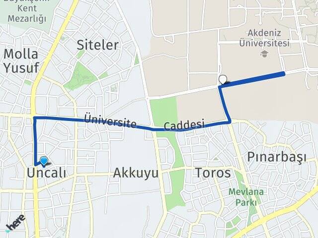 Uncalı Akdeniz Üniversitesi Arası Kaç Km - Yol Tarifi
