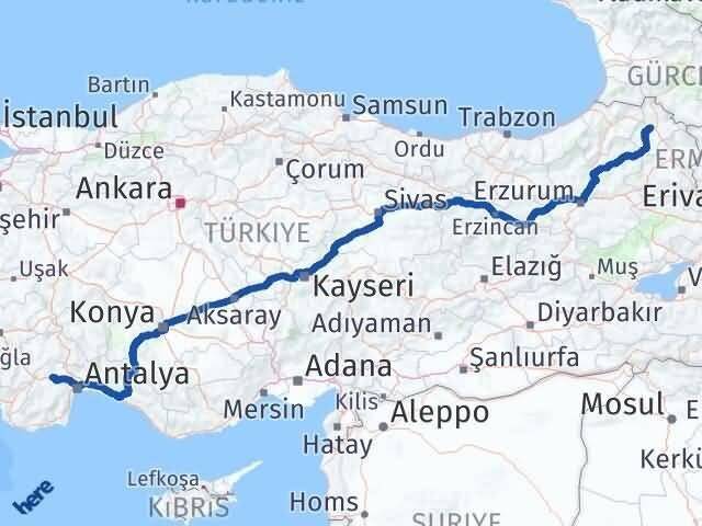 Antalya Korkuteli Ardahan Arası Kaç Km - Yol Haritası