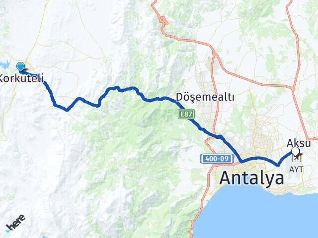 Aşağıpazar Antalya Havalimanı Arası Kaç Km - Yol Tarifi