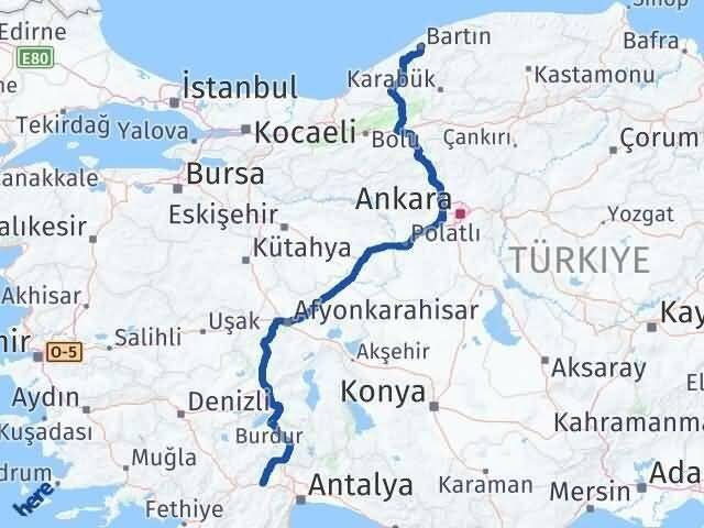 Antalya Korkuteli Bartın Arası Kaç Km - Yol Haritası