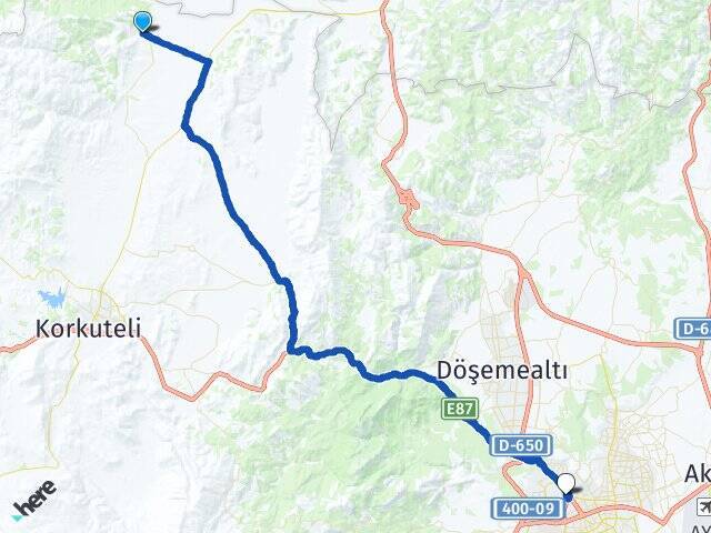 Çomaklı Antalya Otogarı Arası Kaç Km - Yol Tarifi