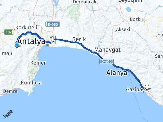 İmecik Gazipaşa Alanya Havalimanı Arası Kaç Km - Yol Tarifi