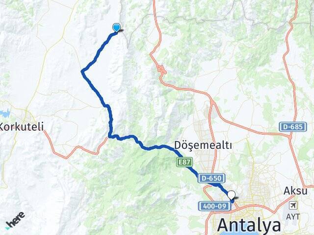 Karakuyu Antalya Otogarı Arası Kaç Km - Yol Tarifi