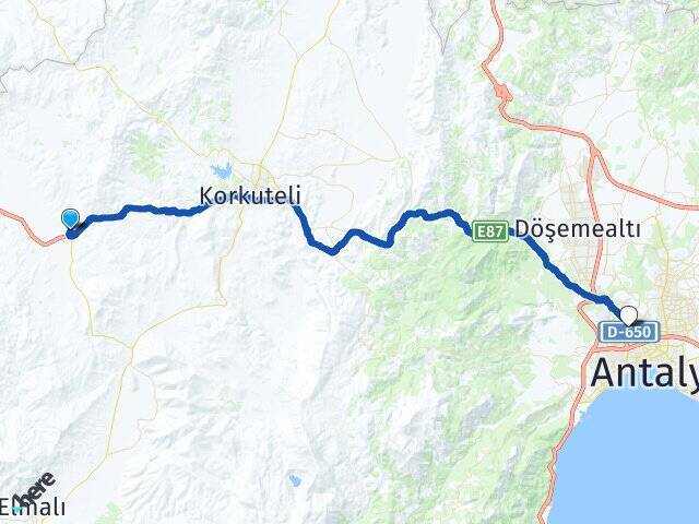 Kızılcadağ Antalya Otogarı Arası Kaç Km - Yol Tarifi