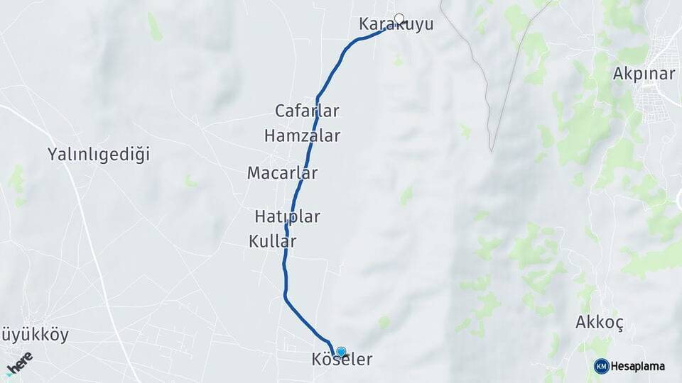 Köseler Karakuyu Arası Kaç Km - Yol Tarifi