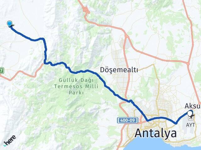 Küçükköy Antalya Havalimanı Arası Kaç Km - Yol Tarifi