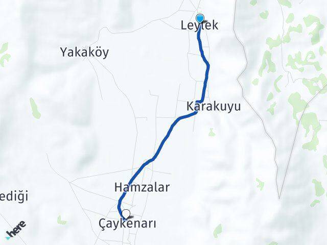 Leylek Çaykenarı Arası Kaç Km - Yol Tarifi