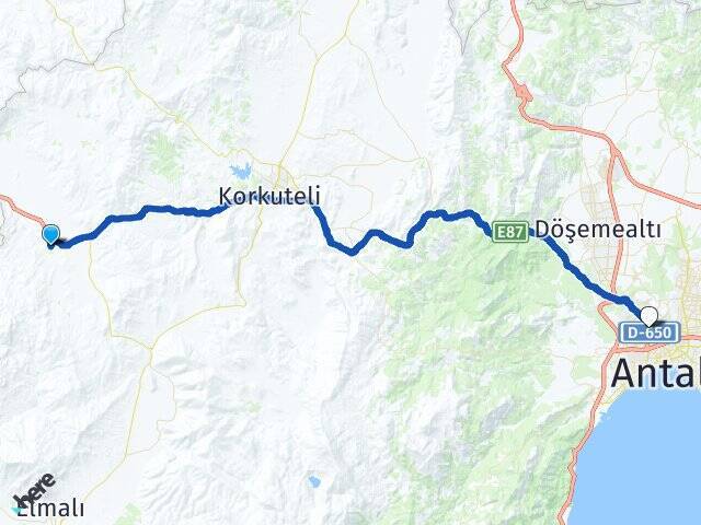 Mamatlar Antalya Otogarı Arası Kaç Km - Yol Tarifi