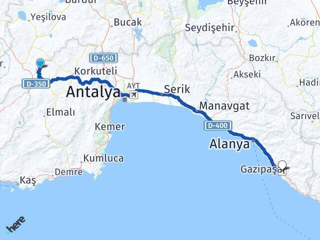 Osmankalfalar Gazipaşa Alanya Havalimanı Arası Kaç Km - Yol Tarifi